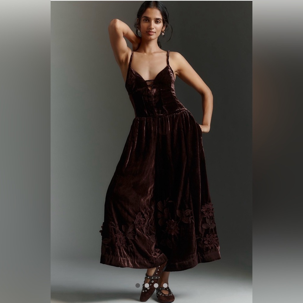 NWT By Anthropologie 3D Floral
Velvet Jumpsuit